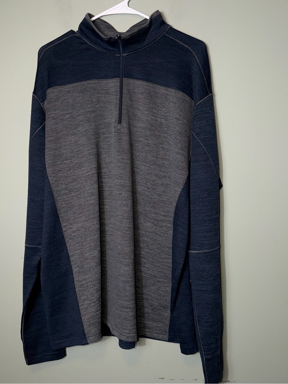KÜHL Ryzer™ 1/4 Zip men's sweater in a two-tone dark navy and heather gray XXL